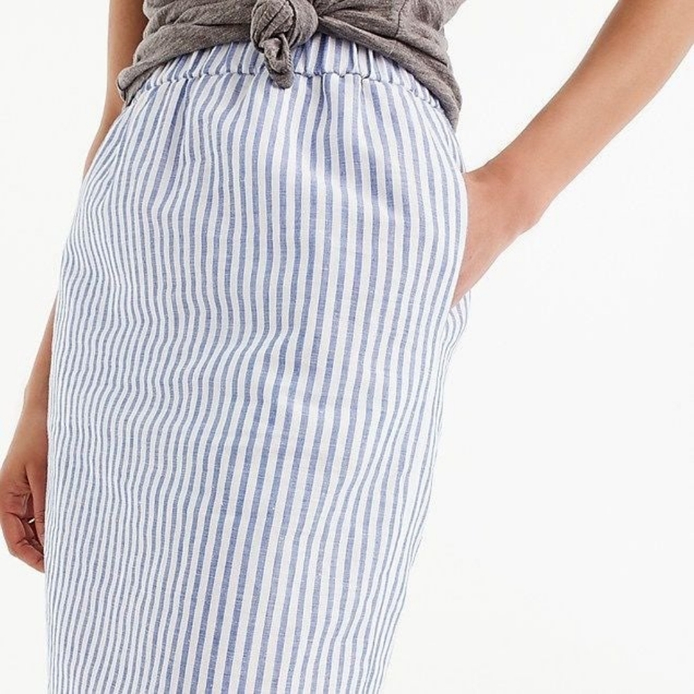 J.Crew Linen/Cotton Striped Pull On Skirt